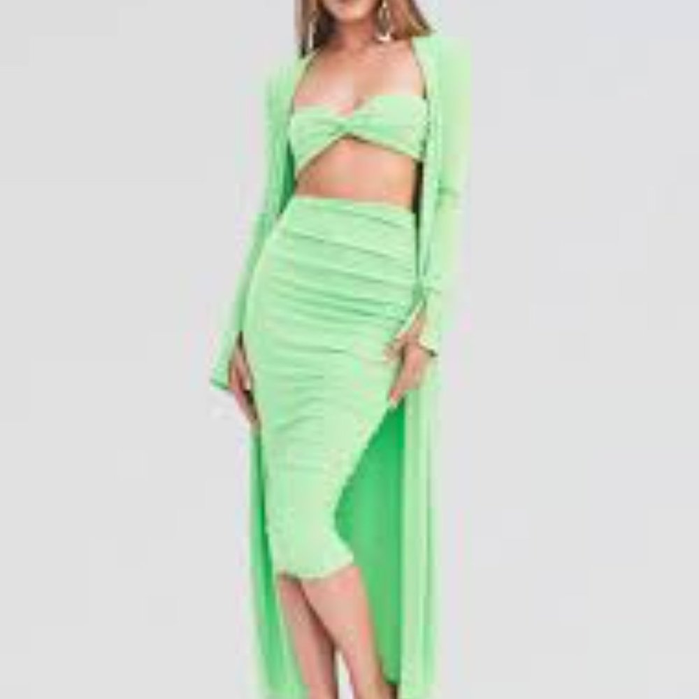 SER.O.YA Neon Green Longline Cardigan